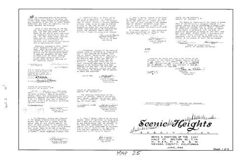 Click to see Subdivision Book 2, pg. 25 (1964) of Nevada County Recorders Subdivision Maps Book 2