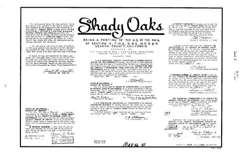 Click to see Subdivision Book 2, pg. 41 (1965) of Nevada County Recorders Subdivision Maps Book 2