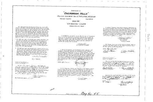 Click to see Subdivision Book 2, pg. 45 (1965) of Nevada County Recorders Subdivision Maps Book 2