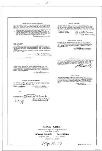 Click to see Subdivision Book 2, pg. 53 (1965) of Nevada County Recorders Subdivision Maps Book 2