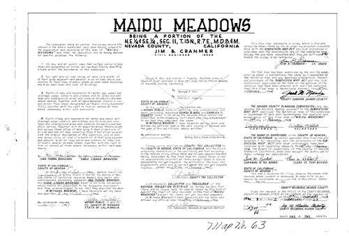 Click to see Subdivision Book 2, pg. 63 (1966) of Nevada County Recorders Subdivision Maps Book 2