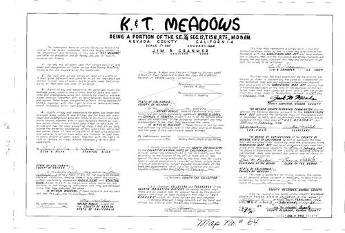Click to see Subdivision Book 2, pg. 64 (1966) of Nevada County Recorders Subdivision Maps Book 2