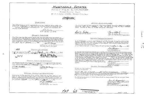 Click to see Subdivision Book 2, pg. 65 (1966) of Nevada County Recorders Subdivision Maps Book 2