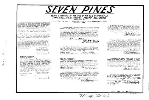 Click to see Subdivision Book 2, pg. 66 (1966) of Nevada County Recorders Subdivision Maps Book 2