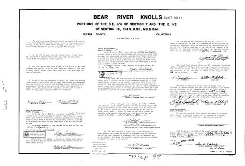 Click to see Subdivision Book 2, pg. 97 (1967) of Nevada County Recorders Subdivision Maps Book 2