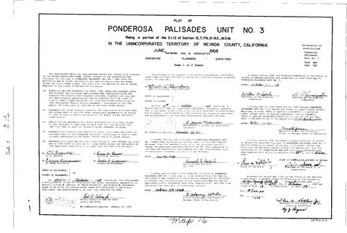 Click to see Subdivision Book 3, pg. 16 (1968) of Nevada County Recorders Subdivision Maps Book 3