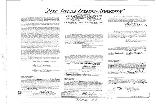 Click to see Subdivision Book 3, pg. 22 (1969) of Nevada County Recorders Subdivision Maps Book 3