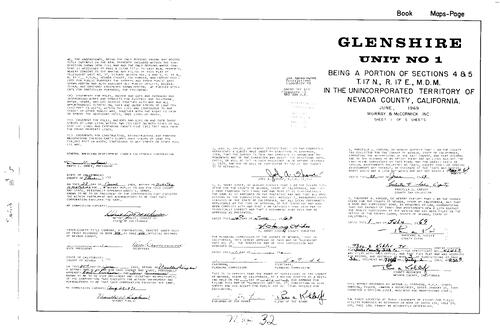 Click to see Subdivision Book 3, pg. 32 (1969) of Nevada County Recorders Subdivision Maps Book 3