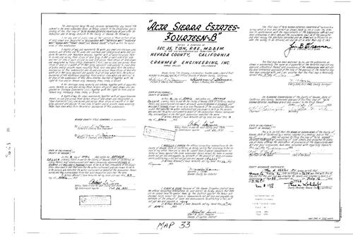 Click to see Subdivision Book 3, pg. 33 (1969) of Nevada County Recorders Subdivision Maps Book 3