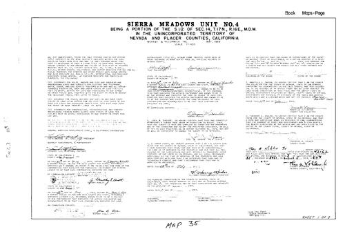 Click to see Subdivision Book 3, pg. 35 (1969) of Nevada County Recorders Subdivision Maps Book 3