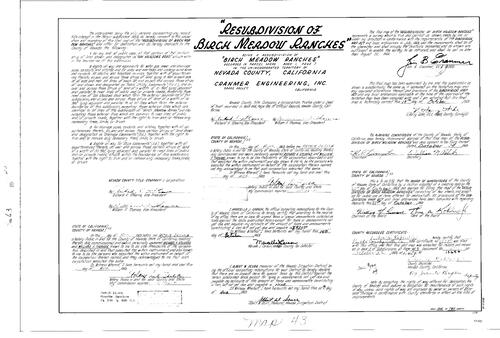 Click to see Subdivision Book 3, pg. 43 (1969) of Nevada County Recorders Subdivision Maps Book 3