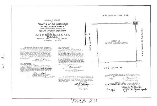 Click to see Subdivision Book 4, pg. 20 (1970) of Nevada County Recorders Subdivision Maps Book 4