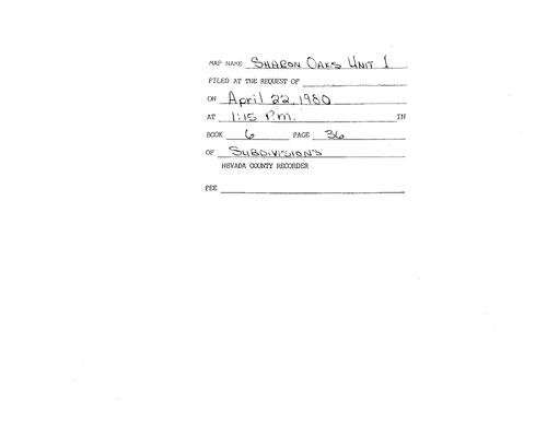 Click to see Subdivision book 6, pg. 36 (1980) of Nevada County Recorders Subdivision Maps Book 6