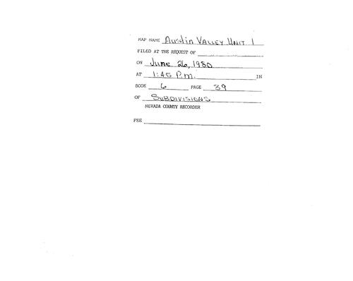 Click to see Subdivision book 6, pg. 39 (1980) of Nevada County Recorders Subdivision Maps Book 6