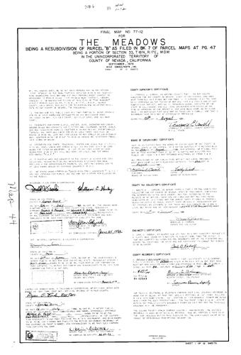 Click to see Subdivision book 6, pg. 44 (1980) of Nevada County Recorders Subdivision Maps Book 6