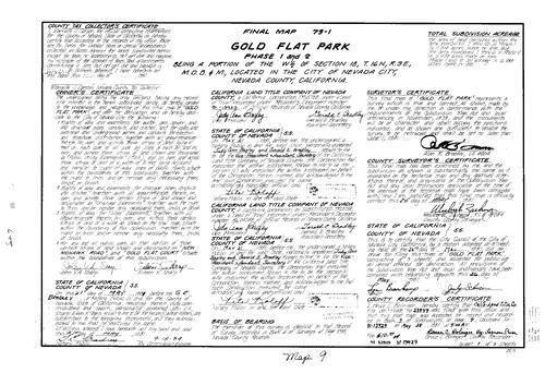 Click to see Subdivision Book 7, pg. 9 (1981) of Nevada County Recorders Subdivision Maps Book 7