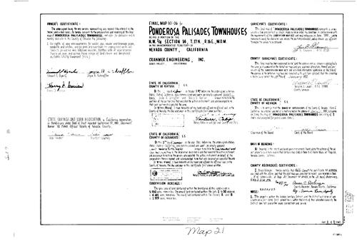 Click to see Subdivision Book 7, pg. 21 (1982) of Nevada County Recorders Subdivision Maps Book 7