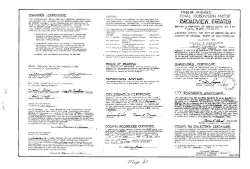 Click to see Subdivision Book 7, pg. 30 (1982) of Nevada County Recorders Subdivision Maps Book 7