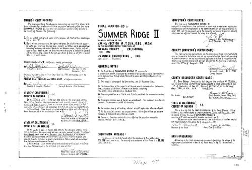 Click to see Subdivision Book 7, pg. 47 (1984) of Nevada County Recorders Subdivision Maps Book 7
