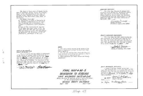 Click to see Subdivision Book 7, pg. 49 (1984) of Nevada County Recorders Subdivision Maps Book 7