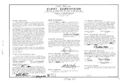 Click to see Subdivision Book 7, pg. 64 (1986) of Nevada County Recorders Subdivision Maps Book 7