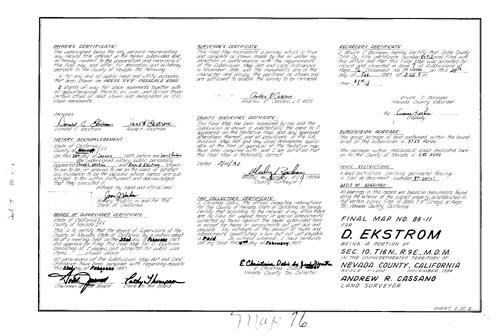 Click to see Subdivision Book 7, pg. 76 (1987) of Nevada County Recorders Subdivision Maps Book 7