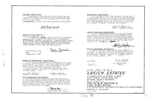 Click to see Subdivision Book 7, pg. 78 (1987) of Nevada County Recorders Subdivision Maps Book 7