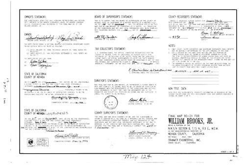 Click to see Subdivision Book 7, pg. 124 (1991) of Nevada County Recorders Subdivision Maps Book 7
