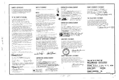 Click to see Subdivision Book 7, pg. 125 (1992) of Nevada County Recorders Subdivision Maps Book 7