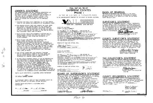 Click to see Subdivision Book 8, pg. 6 (1992) of Nevada County Recorders Subdivision Maps Book 8