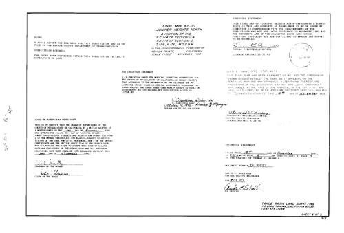 Click to see Subdivision Book 8, pg. 9 (1992) of Nevada County Recorders Subdivision Maps Book 8