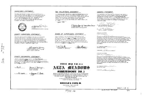 Click to see Subdivision Book 8, pg. 16 (1993) of Nevada County Recorders Subdivision Maps Book 8