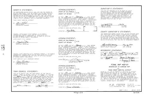 Click to see Subdivision Book 8, pg. 26 (1994) of Nevada County Recorders Subdivision Maps Book 8