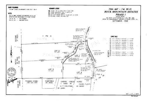Click to see Subdivision Book 8, pg. 60 (1998) of Nevada County Recorders Subdivision Maps Book 8