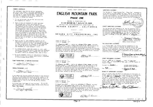 Click to see Subdivision Book 8, pg. 71 (1999) of Nevada County Recorders Subdivision Maps Book 8