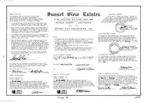 Click to see Subdivision Book 8, pg. 76 (2000) of Nevada County Recorders Subdivision Maps Book 8