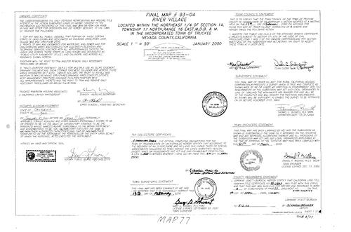 Click to see Subdivision Book 8, pg. 77 (2000) of Nevada County Recorders Subdivision Maps Book 8