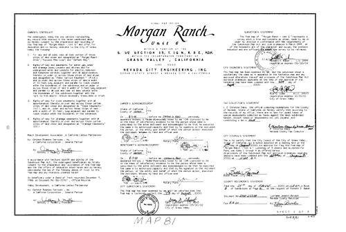 Click to see Subdivision Book 8, pg. 81 (2000) of Nevada County Recorders Subdivision Maps Book 8