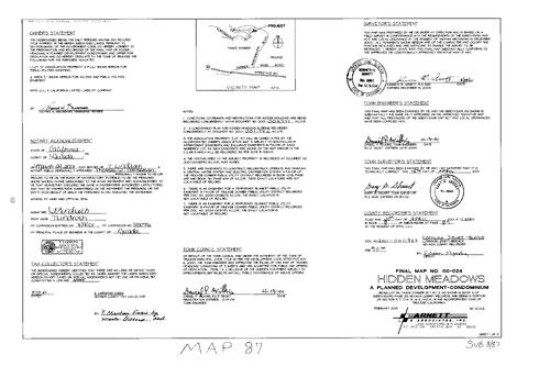 Click to see Subdivision Book 8, pg. 87 (2001) of Nevada County Recorders Subdivision Maps Book 8