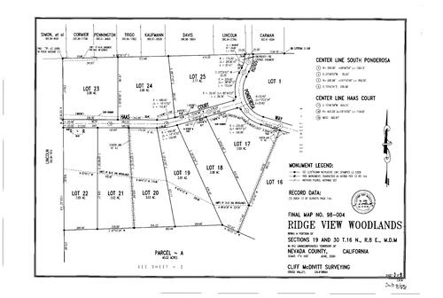 Click to see Subdivision Book 8, pg. 88 (2001) of Nevada County Recorders Subdivision Maps Book 8