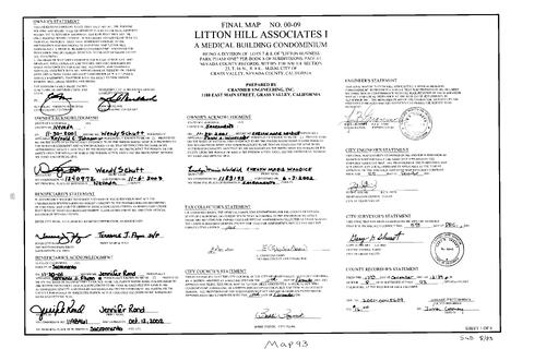 Click to see Subdivision Book 8, pg. 93 (2001) of Nevada County Recorders Subdivision Maps Book 8