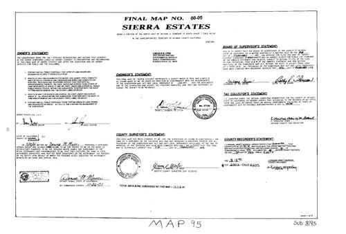 Click to see Subdivision Book 8, pg. 95 (2002) of Nevada County Recorders Subdivision Maps Book 8