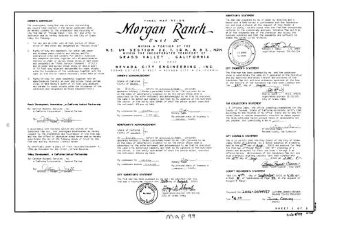 Click to see Subdivision Book 8, pg. 99 (2002) of Nevada County Recorders Subdivision Maps Book 8