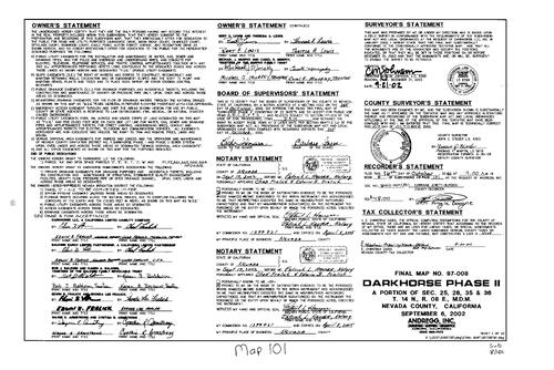Click to see Subdivision Book 8, pg. 101 (2002) of Nevada County Recorders Subdivision Maps Book 8