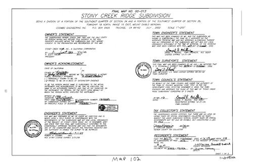 Click to see Subdivision Book 8, pg. 102 (2002) of Nevada County Recorders Subdivision Maps Book 8