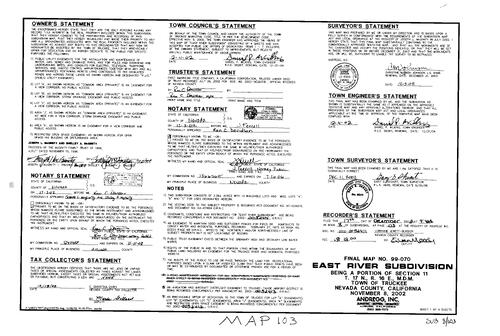 Click to see Subdivision Book 8, pg. 103 (2002) of Nevada County Recorders Subdivision Maps Book 8