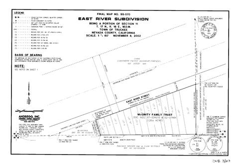 Click to see Subdivision Book 8, pg. 103 (2002) of Nevada County Recorders Subdivision Maps Book 8