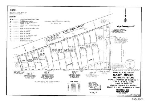 Click to see Subdivision Book 8, pg. 103 (2002) of Nevada County Recorders Subdivision Maps Book 8