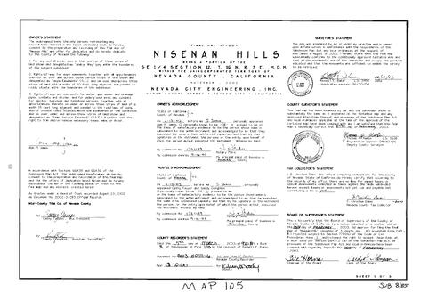 Click to see Subdivision Book 8, pg. 105 (2003) of Nevada County Recorders Subdivision Maps Book 8