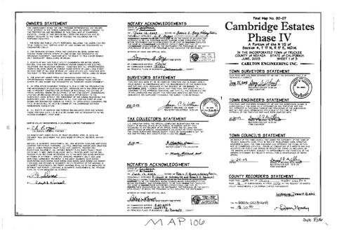 Click to see Subdivision Book 8, pg. 106 (2003) of Nevada County Recorders Subdivision Maps Book 8